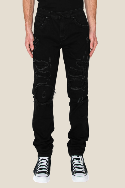 Faded Ripped Repair Denim Jeans