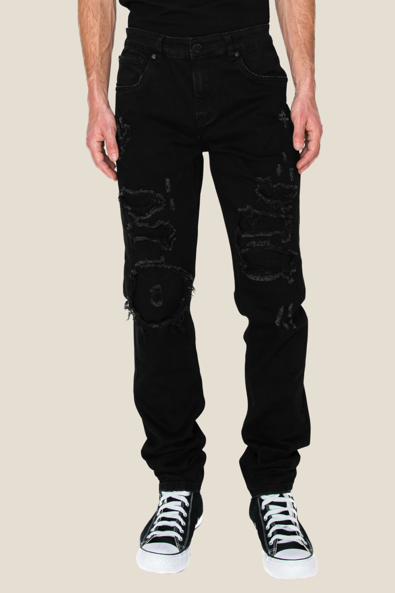 Faded Ripped Repair Denim Jeans