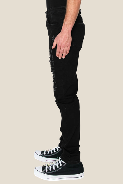 Faded Ripped Repair Denim Jeans