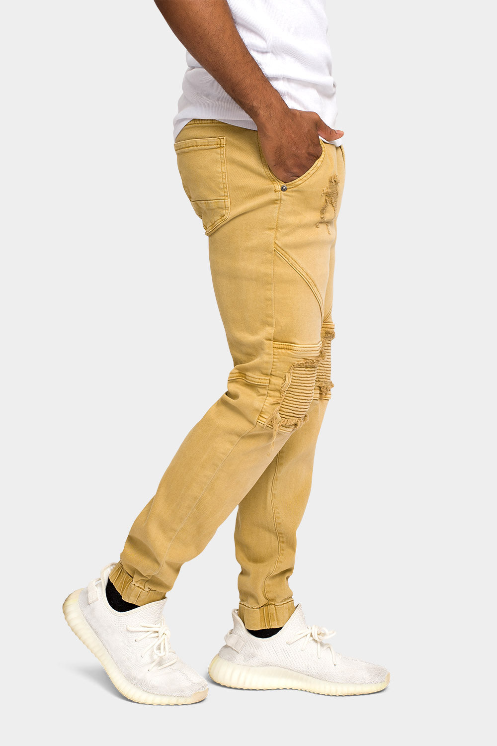 Distressed Ribbed Cuff Jeans