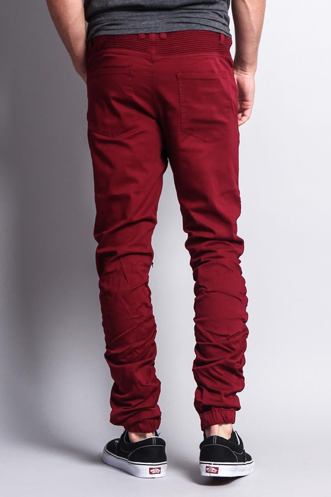 Scrunch Stacked Biker Twill Jogger Pants