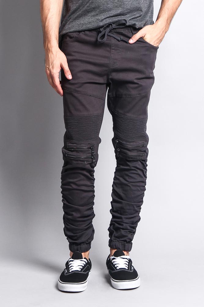 Scrunch Stacked Biker Twill Jogger Pants