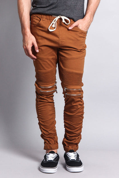 Scrunch Stacked Biker Twill Jogger Pants