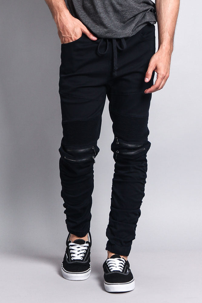 Scrunch Stacked Biker Twill Jogger Pants