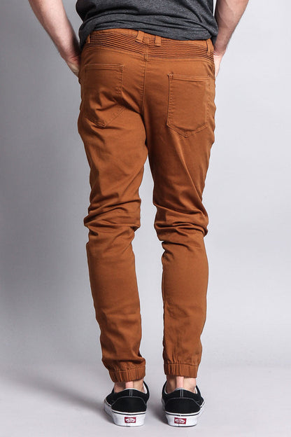 Zipper Knee Biker Twill Jogger Pants