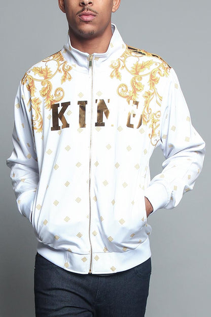 Jeweled Tiger King Zip Up Track Jacket