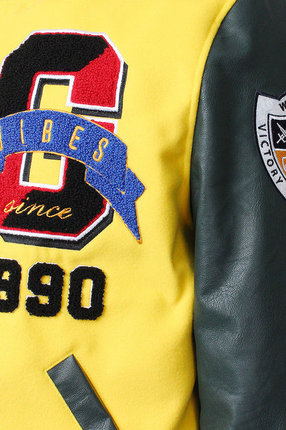 Patched Good Vibes Varsity Jacket