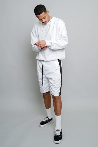 Side Striped Windbreaker Shorts