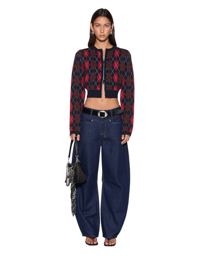 FABLE CARDI RED ARGYLE