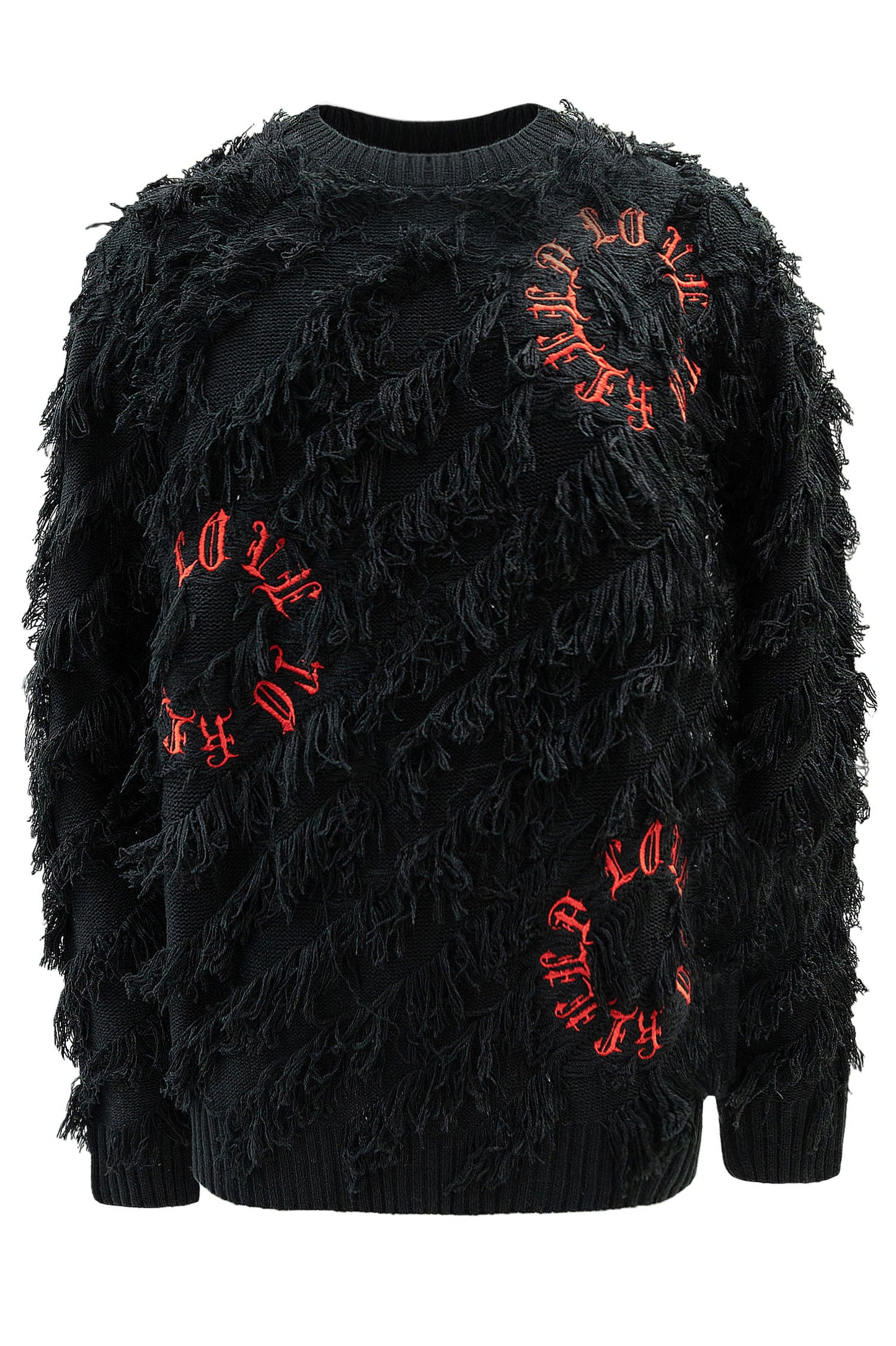 Thread Fringe Embroidered Sweater