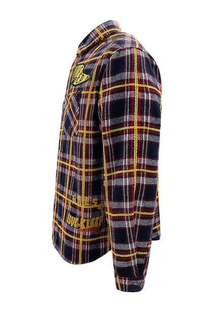 Men's Premium Embroidered Patch Work Heavy Flannel Shirt
