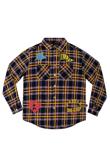 Men's Premium Embroidered Patch Work Heavy Flannel Shirt
