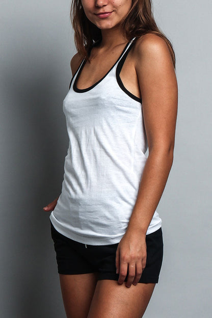 Women's Basic Contrast Piping Light Weight Tank Top (2-Pack)
