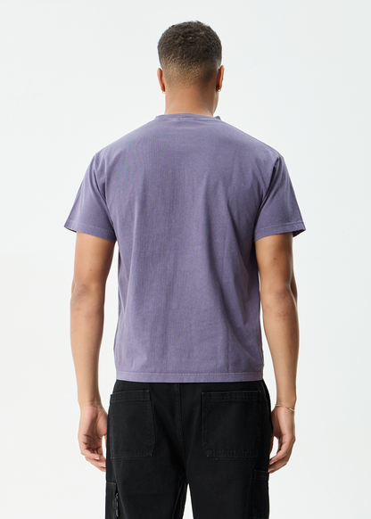 AFENDS Mens Genesis - Heavyweight Boxy Tee - Vintage Aubergine