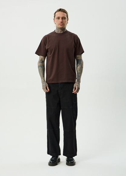 AFENDS Mens Genesis - Heavyweight Boxy Tee - Washed Coffee