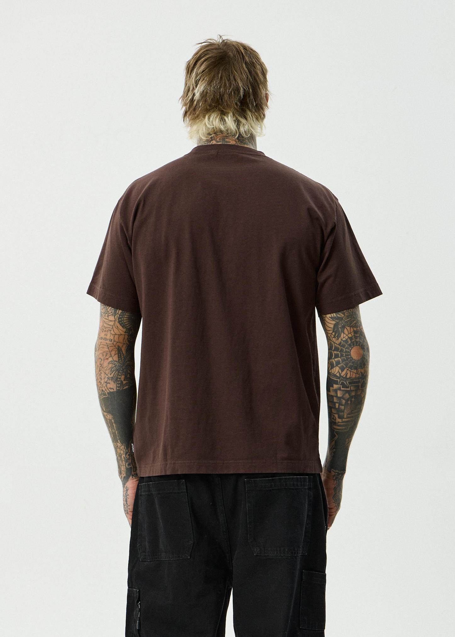 AFENDS Mens Feel Free - Boxy Tee - Washed Coffee