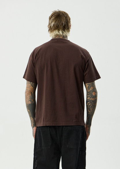 AFENDS Mens Feel Free - Boxy Tee - Washed Coffee