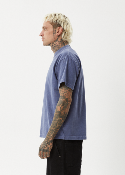 AFENDS Mens Genesis - Heavyweight Boxy Tee - Washed Marlin