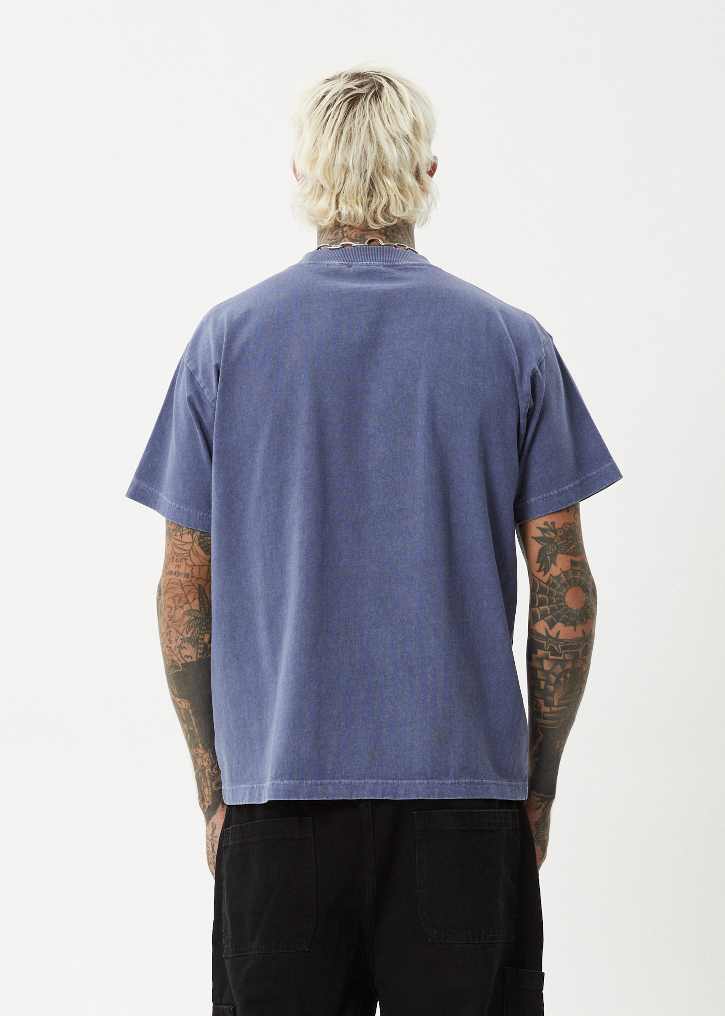 AFENDS Mens Genesis - Heavyweight Boxy Tee - Washed Marlin