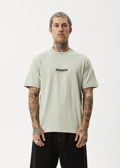 AFENDS Mens Vinyl - Retro Tee - Eucalyptus