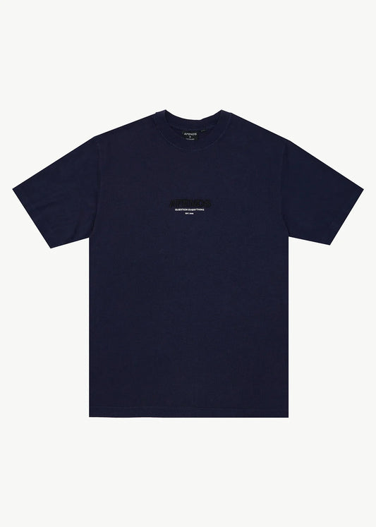 AFENDS Mens Vinyl - Retro Tee - Washed Deep Sea