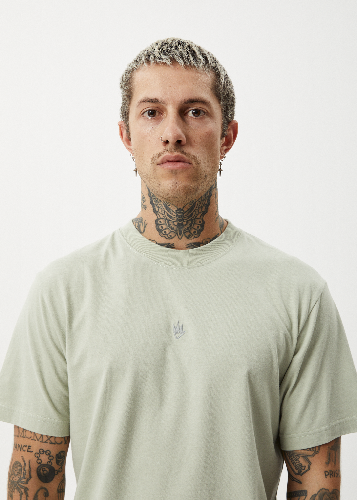 AFENDS Mens Flame - Retro Tee - Eucalyptus