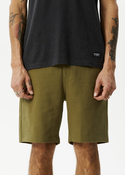 AFENDS Mens Ninety Twos - Fixed Waist Short 19" - Military