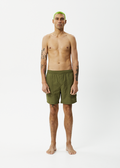 AFENDS Mens Baywatch - Swim Short 18" - Military