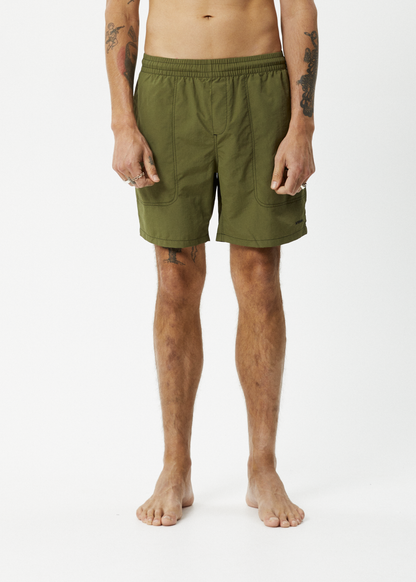 AFENDS Mens Baywatch - Swim Short 18" - Military