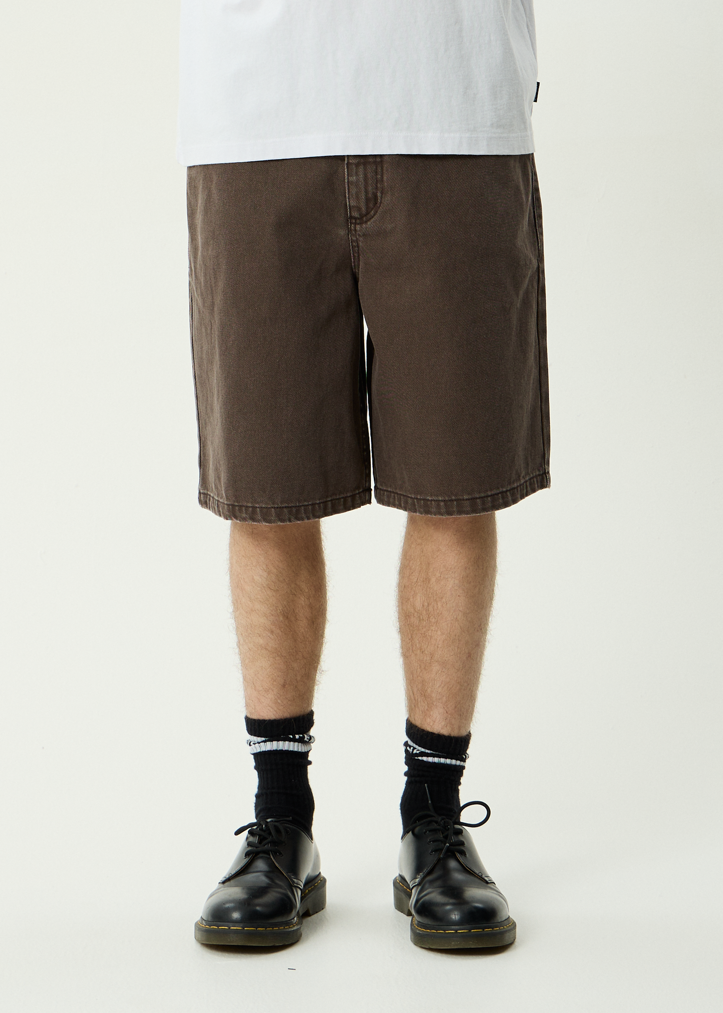 AFENDS Mens Lil C - Denim Baggy Short 22" - Washed Coffee