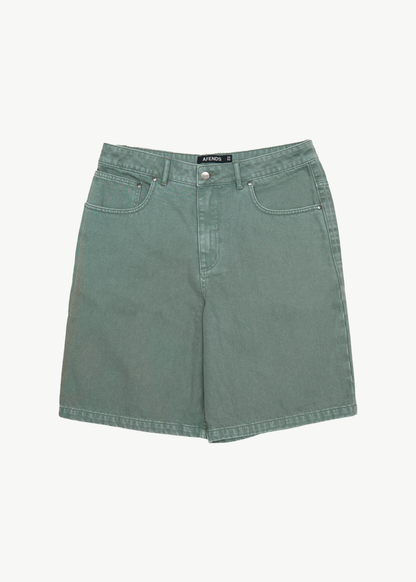 AFENDS Mens Lil C - Denim Baggy Short 22" - Washed Sycamore