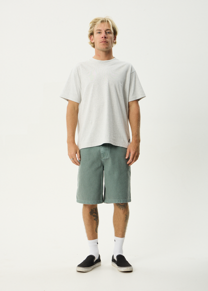 AFENDS Mens Lil C - Denim Baggy Short 22" - Washed Sycamore