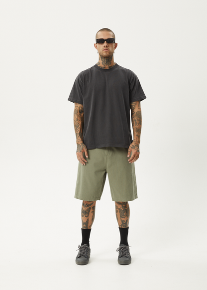 AFENDS Mens Harper - Canvas Workwear Short 22" - Olive