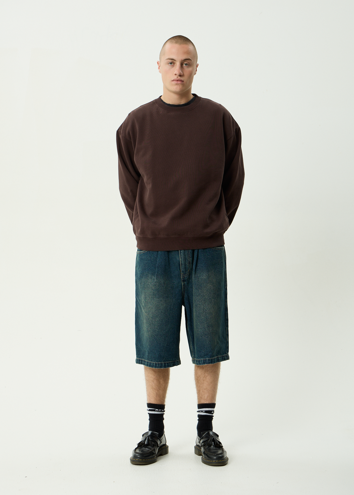 AFENDS Mens Genesis - Crew Neck - Washed Coffee