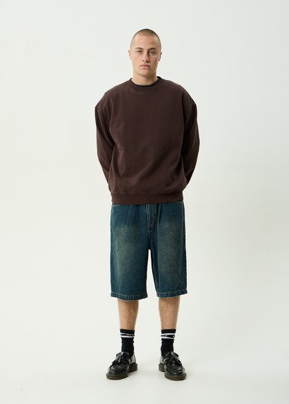AFENDS Mens Genesis - Crew Neck - Washed Coffee