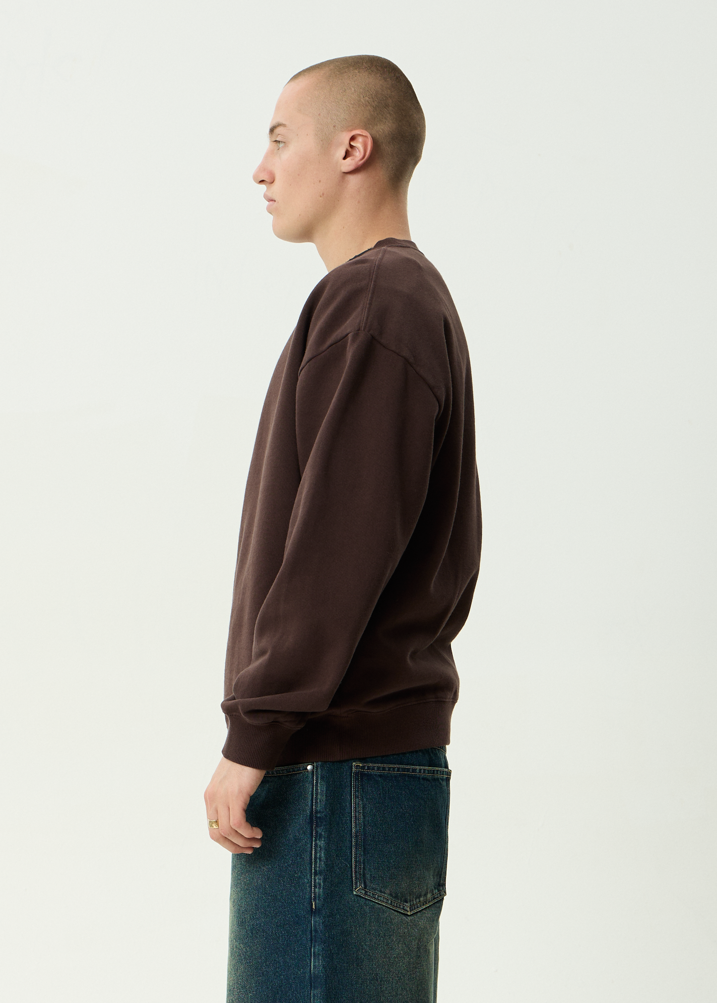 AFENDS Mens Genesis - Crew Neck - Washed Coffee
