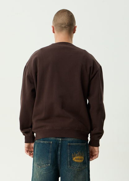 AFENDS Mens Genesis - Crew Neck - Washed Coffee