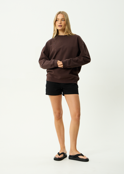 AFENDS Mens Genesis - Crew Neck - Washed Coffee