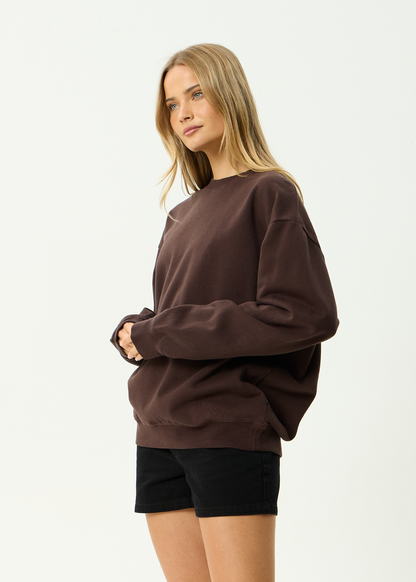 AFENDS Mens Genesis - Crew Neck - Washed Coffee