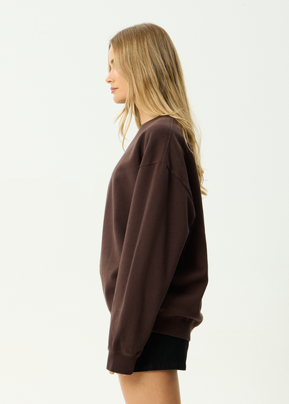 AFENDS Mens Genesis - Crew Neck - Washed Coffee