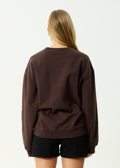 AFENDS Mens Genesis - Crew Neck - Washed Coffee