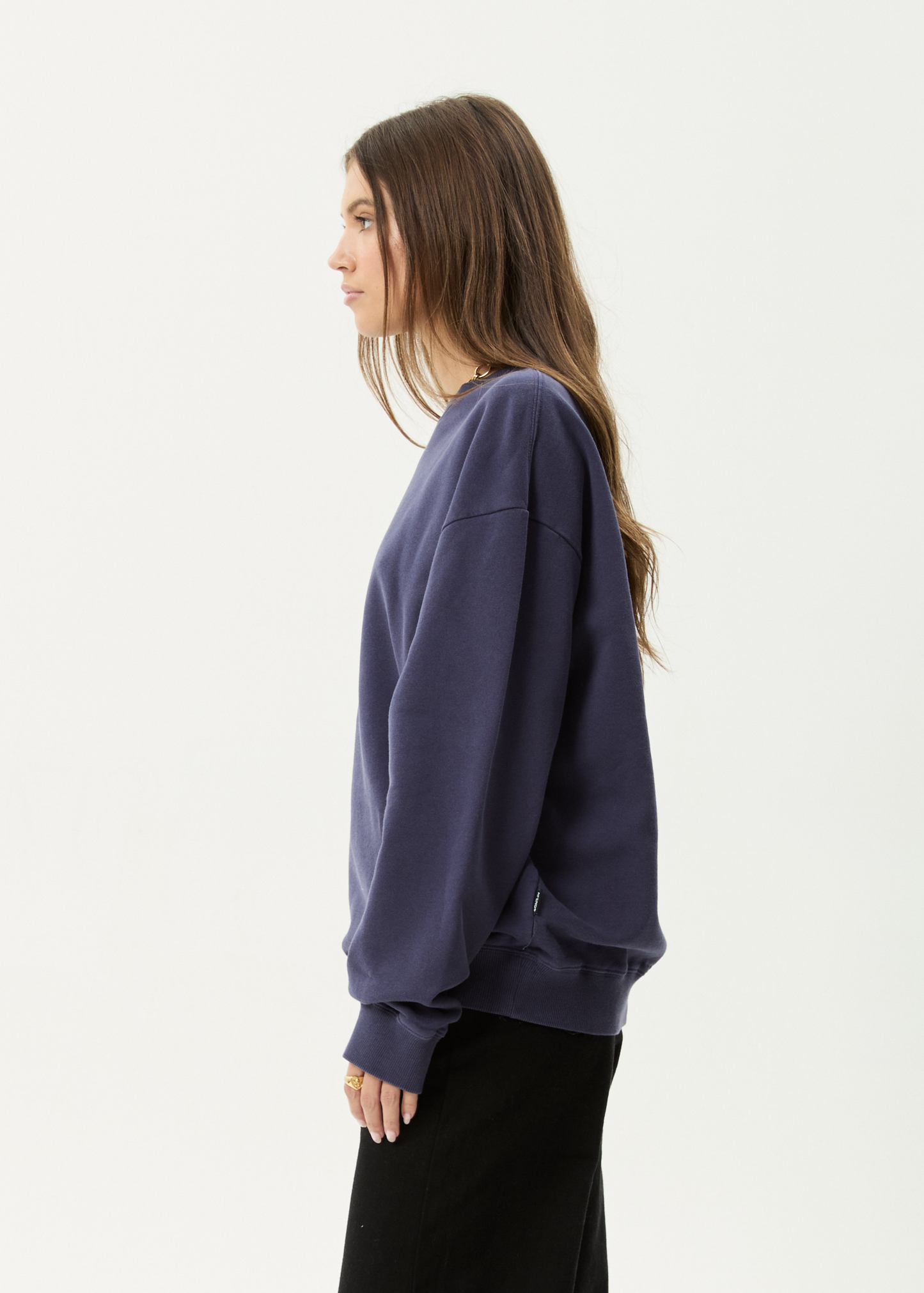 AFENDS Mens Genesis - Crew Neck - Washed Deep Sea