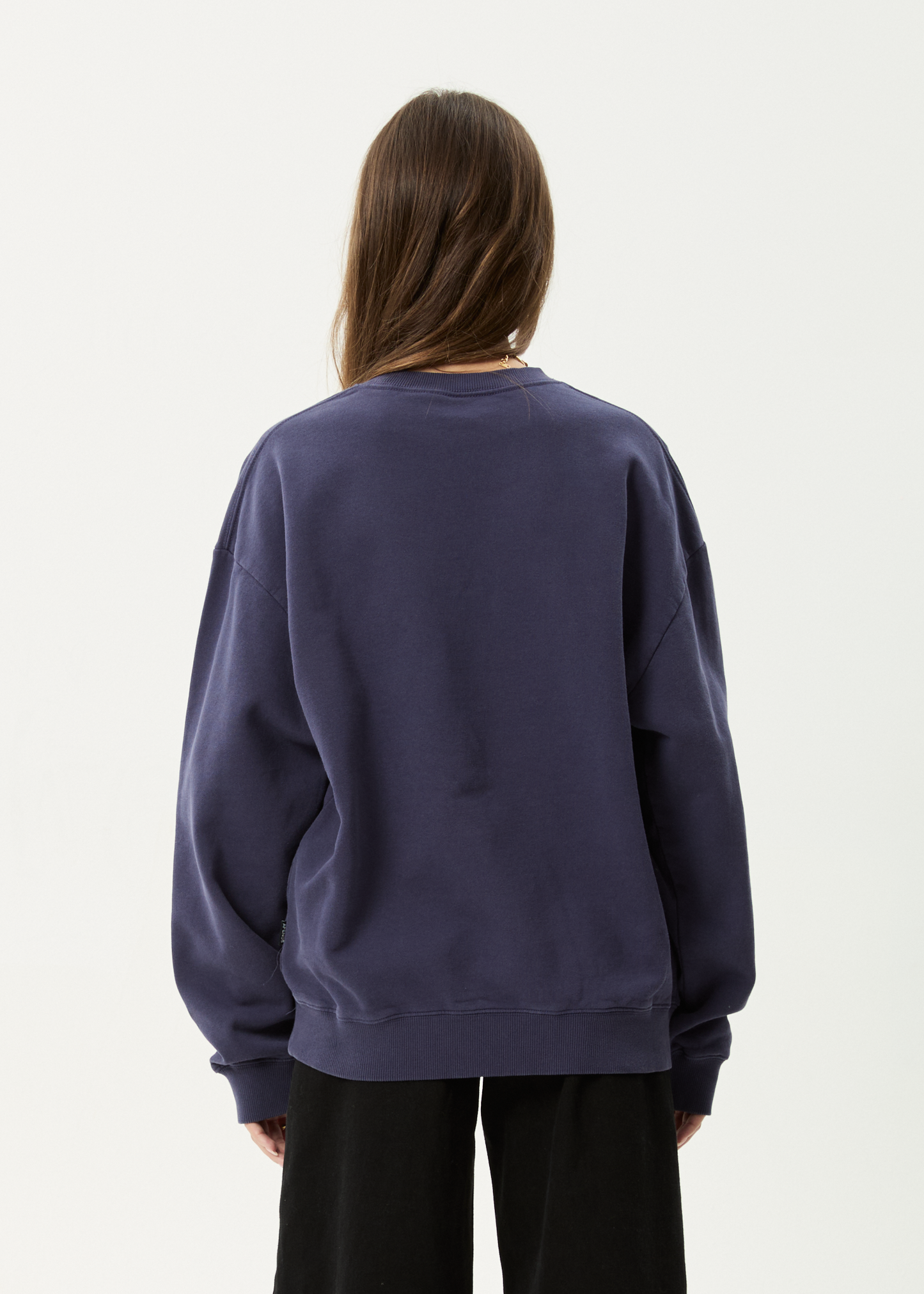 AFENDS Mens Genesis - Crew Neck - Washed Deep Sea