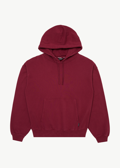 AFENDS Mens Genesis - Boxy Hoodie - Washed Burgundy