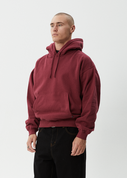 AFENDS Mens Genesis - Boxy Hoodie - Washed Burgundy