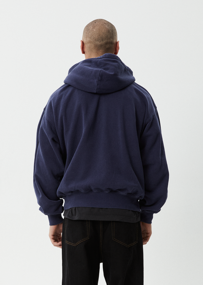 AFENDS Mens Genesis - Boxy Hoodie - Washed Deep Sea