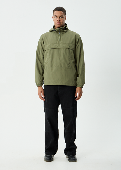 AFENDS Mens System - Water Resistant Spray Anorak Jacket - Military