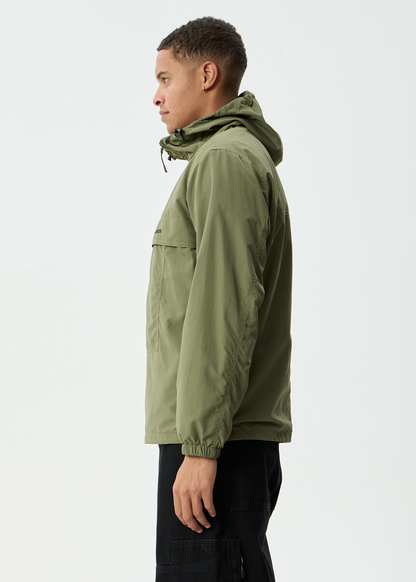 AFENDS Mens System - Water Resistant Spray Anorak Jacket - Military