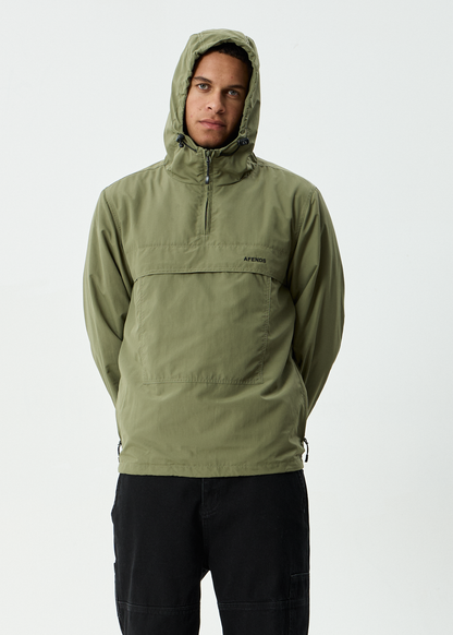 AFENDS Mens System - Water Resistant Spray Anorak Jacket - Military