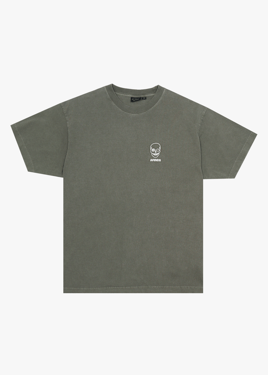AFENDS Mens Skeletor - Boxy Tee - Washed Sycamore